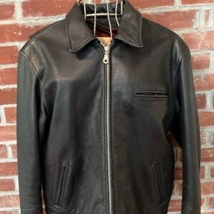 Vintage Georgetown Leather Design Espresso Black Brown Bomber Jacket M